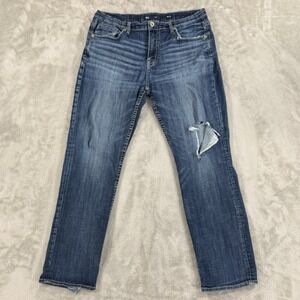 BKE Jeans Mens 36x32 Tyler Thrashed Distressed Western Cowboy Whiskered Relaxed